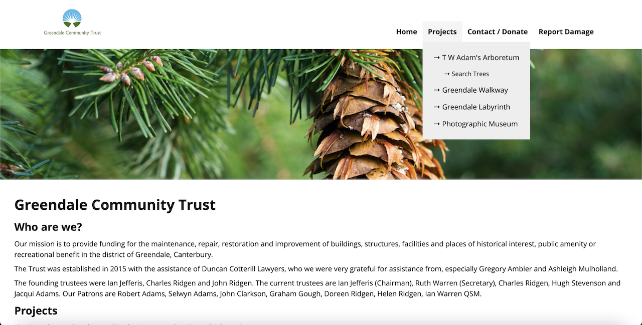 Homepage of the Greendale Community Trust website
