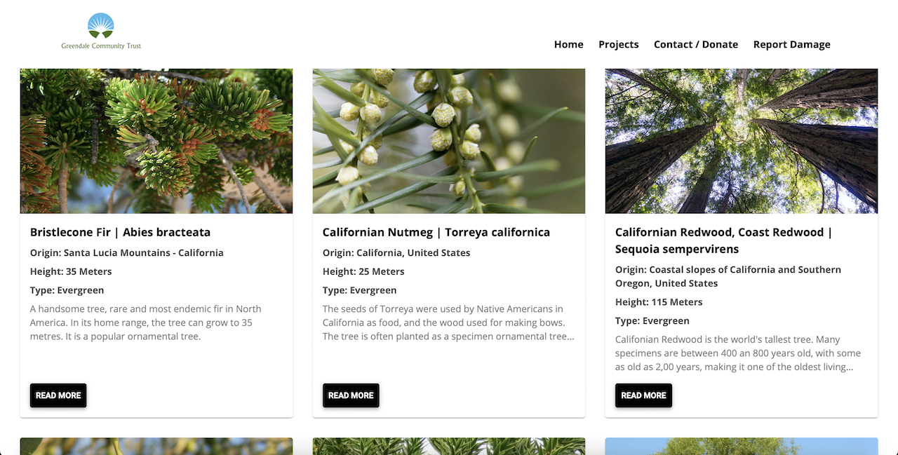 Arboretum page of the website