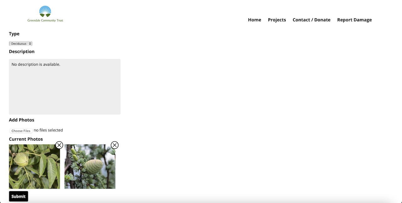 Edit page for specific tree